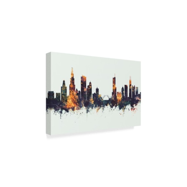 Michael Tompsett 'Chicago Illinois Skyline Dark Iv' Canvas Art,22x32